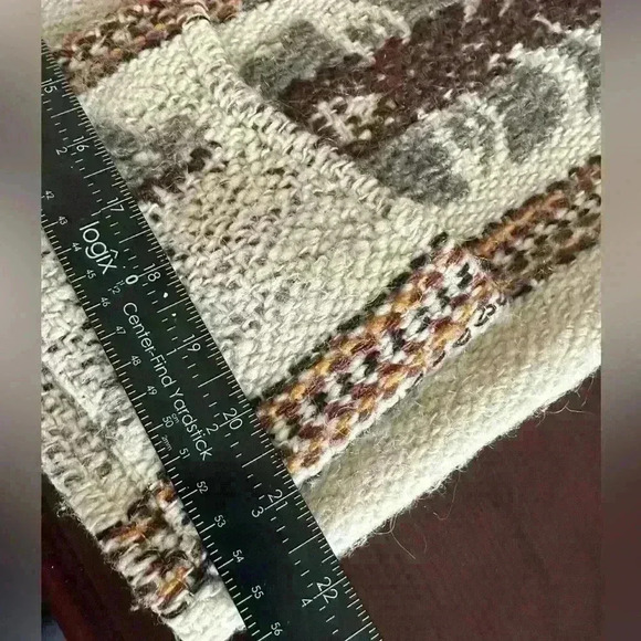 Vintage Women’s Sz L Cream Wool Button-up Jacket Alpaca Native Western Design - Picture 6 of 14